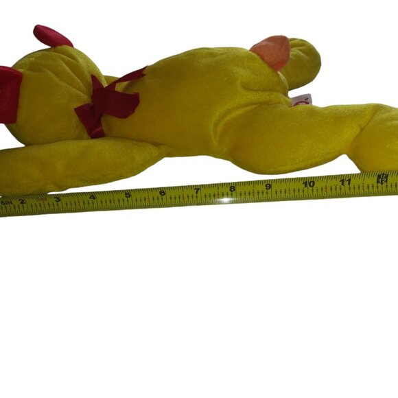 TY Pillow Pal Huggy the Bear Yellow Stuffed Plush Toy 13 Inch 1998 - Picture 6 of 6